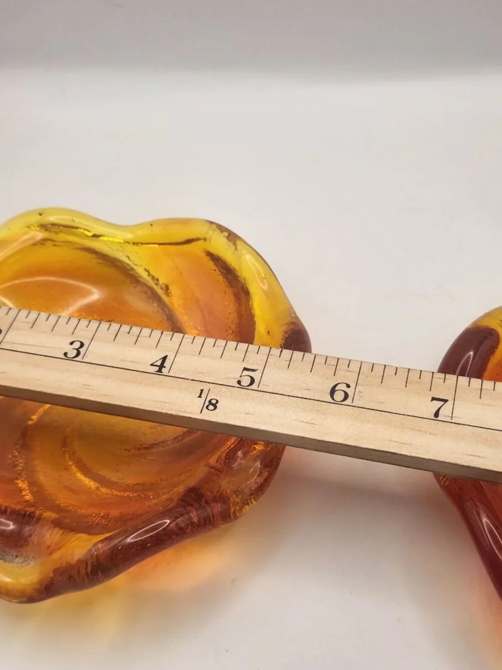 2 Vtg Fenton Amberina Swirl Pinwheel Dish Heavy 8” Art Glass Mid Century
